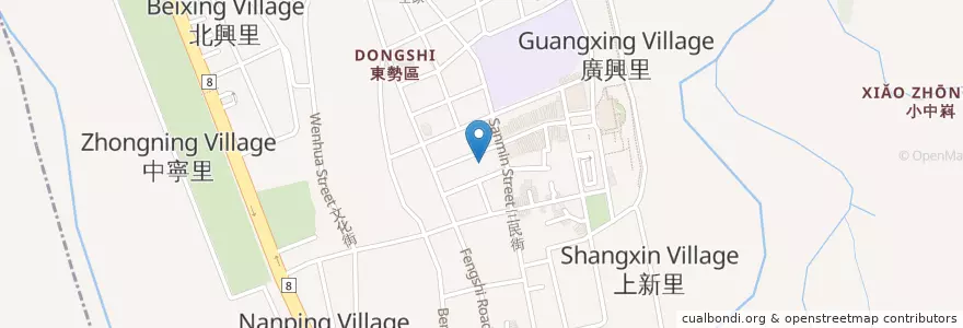 Mapa de ubicacion de 台中商業銀行 en Taiwan, Taichung, Dongshi District.