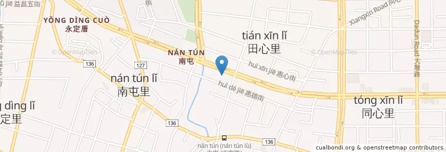 Mapa de ubicacion de 台中商業銀行 en Taiwan, 臺中市, 南屯區.