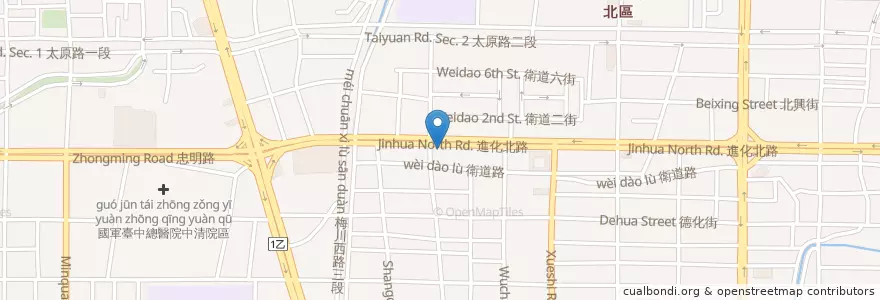 Mapa de ubicacion de 臺灣銀行 en Taiwan, Taichung, 北區.