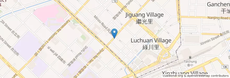Mapa de ubicacion de 元大商業銀行 en 臺灣, 臺中市, 中區.