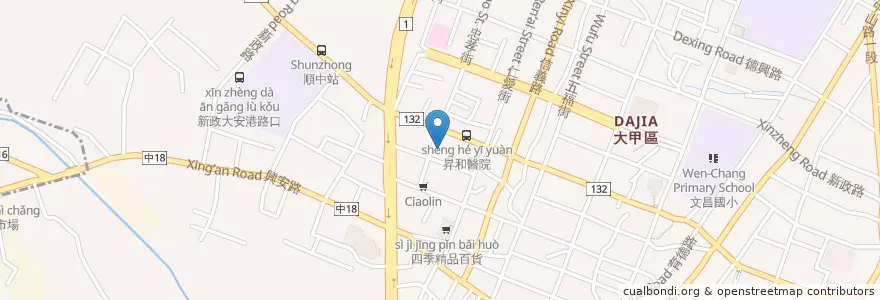 Mapa de ubicacion de 臺灣新光商業銀行 en 臺灣, 臺中市, 大甲區.