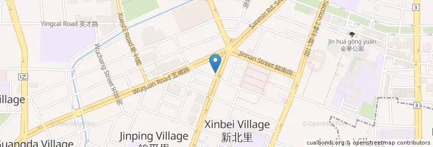 Mapa de ubicacion de 元大商業銀行 en 臺灣, 臺中市, 北區.
