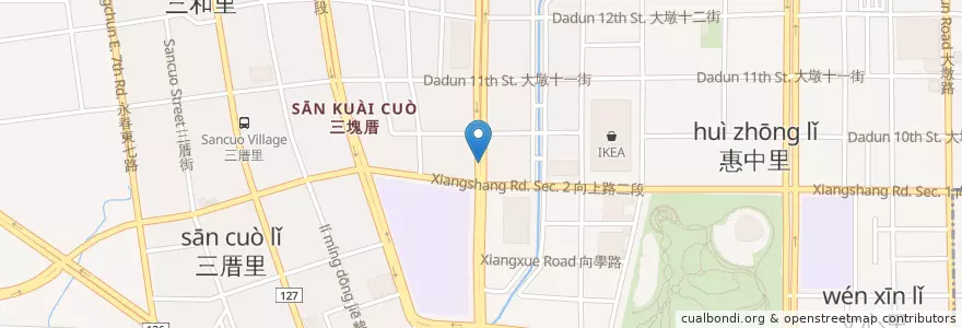 Mapa de ubicacion de 中國信託商業銀行 en Taiwán, Taichung, 南屯區.