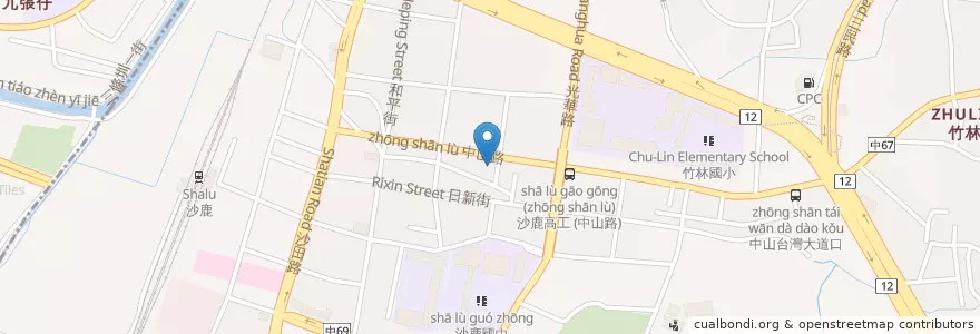 Mapa de ubicacion de 台新國際商業銀行 en 台湾, 台中市, 沙鹿区.