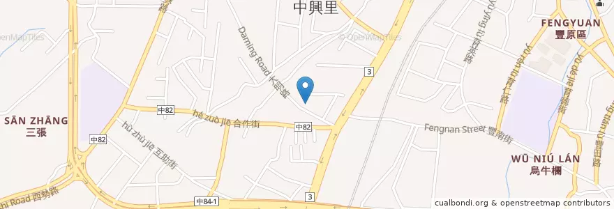 Mapa de ubicacion de 三信商業銀行 en Taiwan, Taichung, Fengyuan.