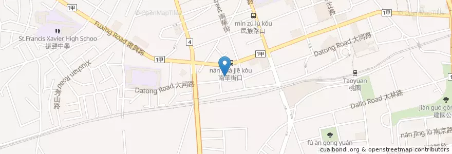 Mapa de ubicacion de 台新國際商業銀行 en 타이완, 타오위안 시, 타오위안 구.