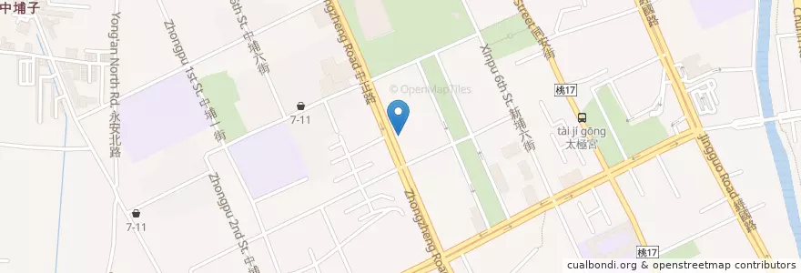 Mapa de ubicacion de 臺灣新光商業銀行 en 臺灣, 桃園市, 桃園區.