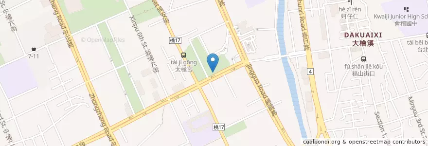 Mapa de ubicacion de 台新國際商業銀行 en Tayvan, 桃園市, 桃園區.