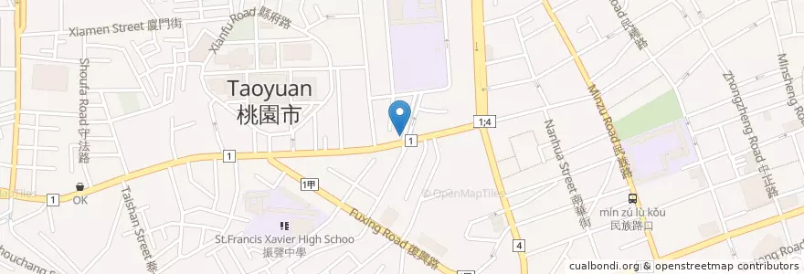 Mapa de ubicacion de 陽信商業銀行 en 台湾, 桃園市, 桃園区.