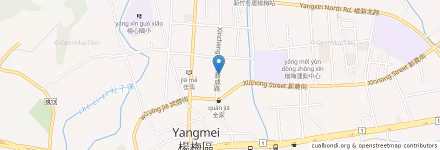Mapa de ubicacion de 上海商業儲蓄銀行 en Taiwan, Taoyuan, Distretto Di Yangmei.