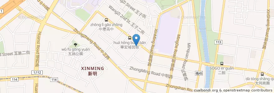 Mapa de ubicacion de 元大商業銀行 en 台湾, 桃園市, 中壢区.