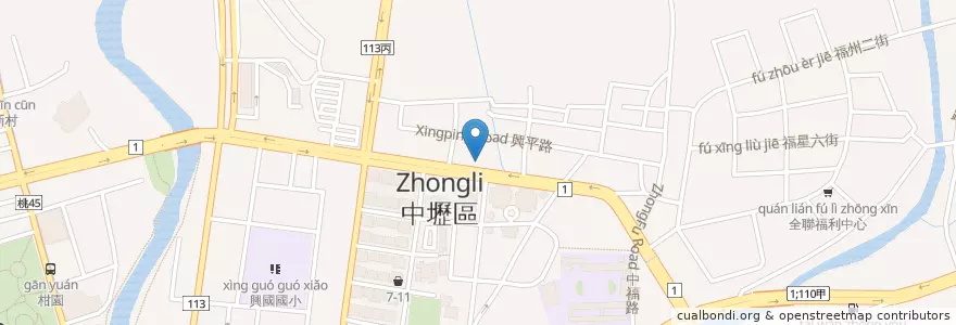 Mapa de ubicacion de 台中商業銀行 en تایوان, 桃園市, 中壢區.