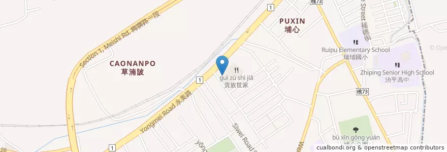 Mapa de ubicacion de 永豐商業銀行 en Taiwan, Taoyuan, Distretto Di Yangmei.
