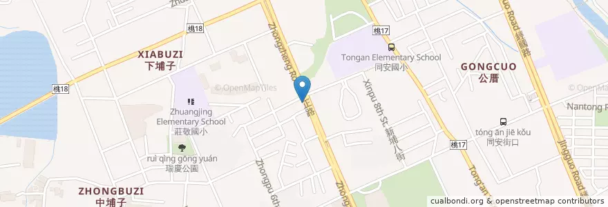 Mapa de ubicacion de 中國信託商業銀行 en 臺灣, 桃園市, 桃園區.