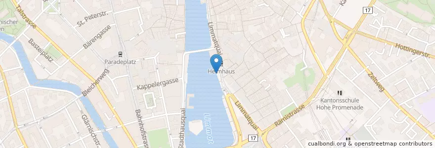 Mapa de ubicacion de Helmhaus en Suisse, Zurich, District De Zurich, Zurich.