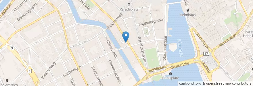Mapa de ubicacion de Zürcher Kantonalbank en Suisse, Zurich, District De Zurich, Zurich.