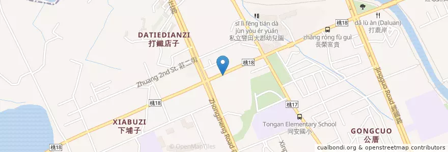 Mapa de ubicacion de 元大商業銀行 en 臺灣, 桃園市, 桃園區.