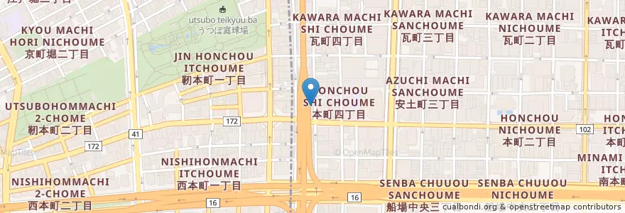 Mapa de ubicacion de うちわや en 日本, 大阪府, 大阪市, 中央区.