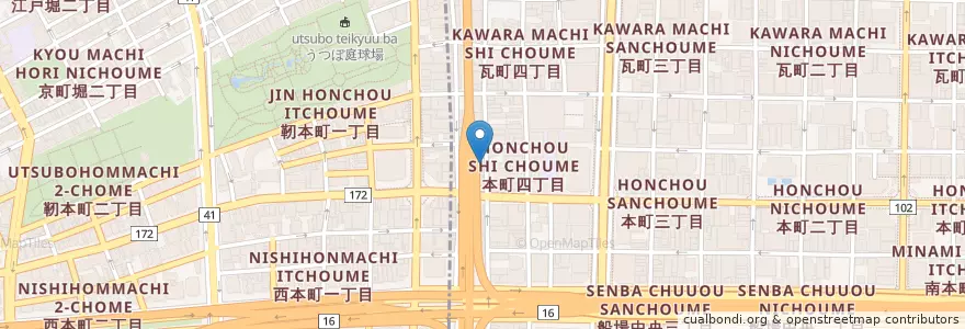 Mapa de ubicacion de 初中後 en Japan, Osaka Prefecture, Osaka, Chuo.