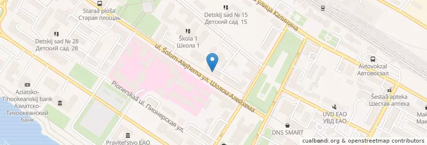 Mapa de ubicacion de ОТП банк en Russia, Distretto Federale Dell'estremo Oriente, Oblast' Autonoma Ebraica, Birobidžanskij Rajon, Городской Округ Биробиджан.
