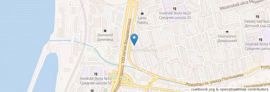 Mapa de ubicacion de Пицца Просто en Rusland, Federaal District Verre Oosten, Kraj Primorski, Владивостокский Городской Округ.