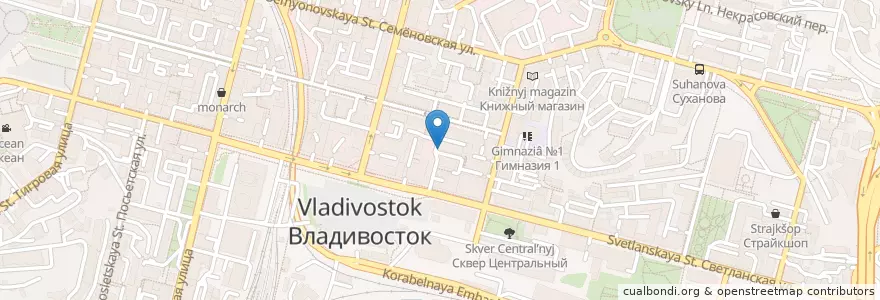 Mapa de ubicacion de Пицца Просто en روسيا, Дальневосточный Федеральный Округ, بريمورسكي كراي, Владивостокский Городской Округ.