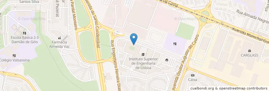 Mapa de ubicacion de Biblioteca Central Instituto Superior Engenharia Lisboa (ISEL) en ポルトガル, Área Metropolitana De Lisboa, Lisboa, Grande Lisboa, リスボン, Marvila.