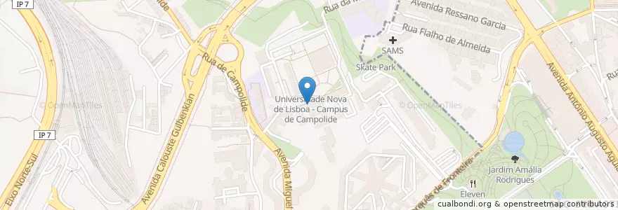 Mapa de ubicacion de Biblioteca Almada Negreiros - Universidade Nova de Lisboa en Portugal, Aire Métropolitaine De Lisbonne, Lisbonne, Grande Lisboa, Lisbonne, Campolide.