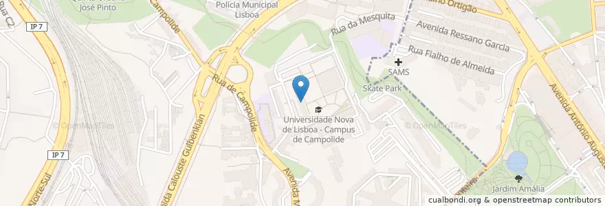 Mapa de ubicacion de Biblioteca da Faculdade de Direito Universidade Nova de Lisboa en البرتغال, Área Metropolitana De Lisboa, Lisboa, Grande Lisboa, لشبونة, Campolide.