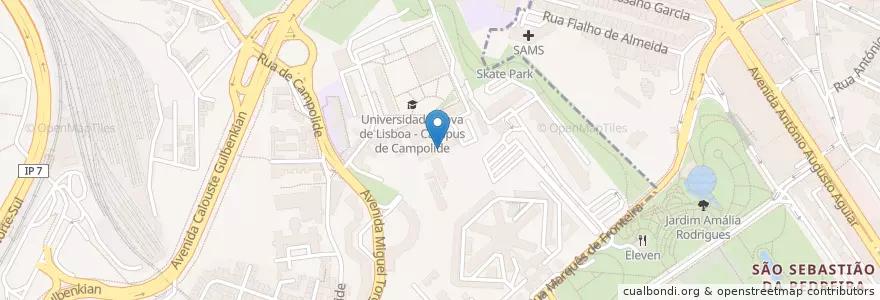 Mapa de ubicacion de Serviço de documentação do ISEGI - Universidade Nova de Lisboa en Portugal, Metropolregion Lissabon, Lissabon, Großraum Lissabon, Lissabon, Campolide, Avenidas Novas.