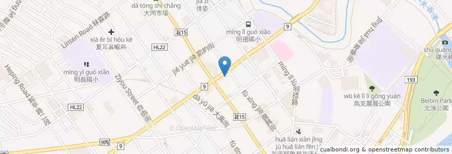 Mapa de ubicacion de 凱基商業銀行 en Tayvan, 臺灣省, Hualien, 花蓮市.