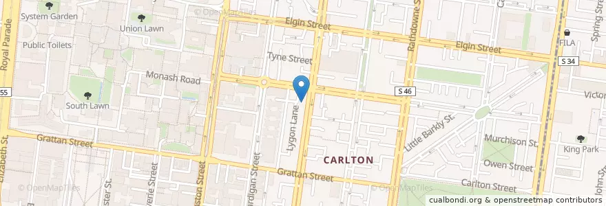 Mapa de ubicacion de Grinders en 澳大利亚, 维多利亚州, City Of Melbourne.