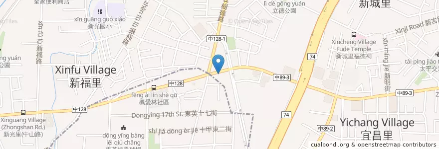 Mapa de ubicacion de 台南蝦仁羹 en تایوان, تایچونگ, 太平區.