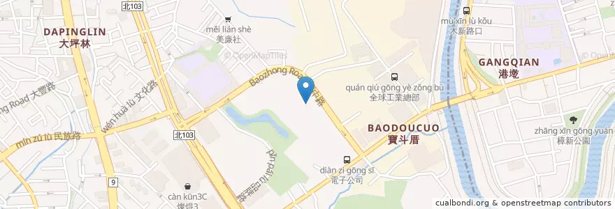 Mapa de ubicacion de 臺灣土地銀行 en 타이완, 신베이 시, 원산 구, 신뎬 구.