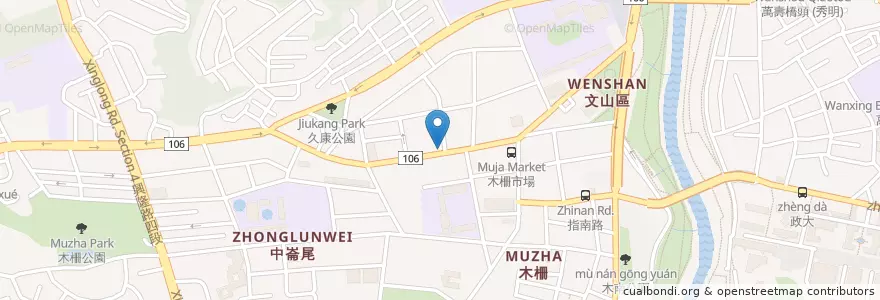 Mapa de ubicacion de 中國信託商業銀行 en تايوان, تايبيه الجديدة, تايبيه, 文山區.
