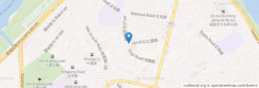 Mapa de ubicacion de 臺灣銀行 en تايوان, تايبيه الجديدة, 永和區.