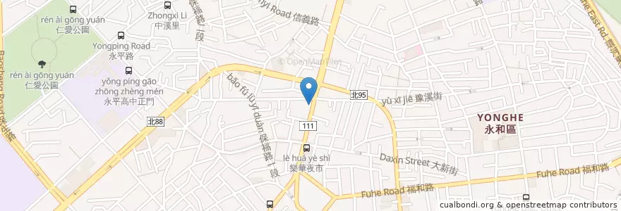 Mapa de ubicacion de 花旗(台灣)商業銀行 en تايوان, تايبيه الجديدة, 永和區.