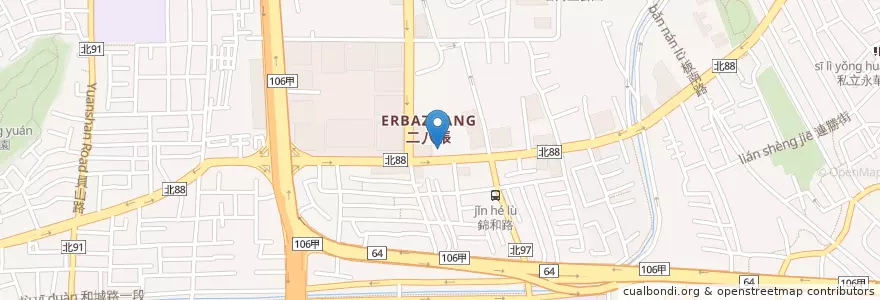 Mapa de ubicacion de Cathay United Bank en Taiwan, New Taipei, Zhonghe District.