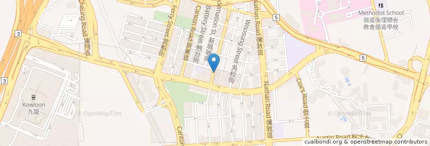 Mapa de ubicacion de 樂園粉麵魚蛋大王 en الصين, غوانغدونغ, هونغ كونغ, كولون, الأقاليم الجديدة, 油尖旺區 Yau Tsim Mong District.