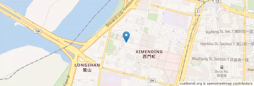 Mapa de ubicacion de 台灣航海王專賣店 西門店 en Тайвань, Новый Тайбэй, Тайбэй, 萬華區.
