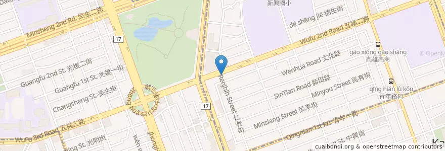 Mapa de ubicacion de 洋城義大利餐廳 en تايوان, كاوهسيونغ, 新興區.