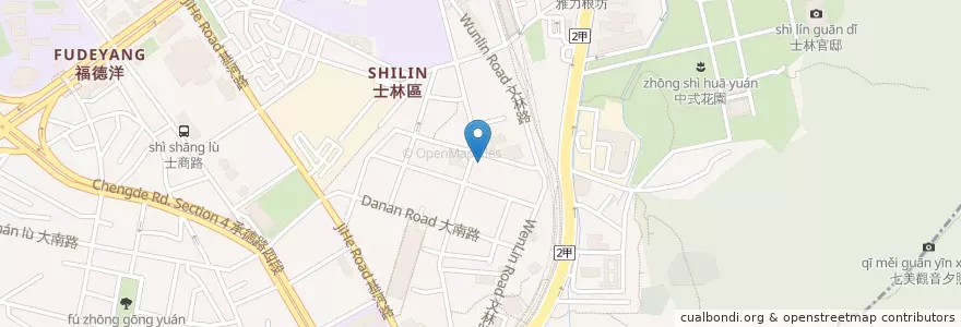 Mapa de ubicacion de 士林歌珊堂 en 타이완, 신베이 시, 타이베이시, 스린 구.