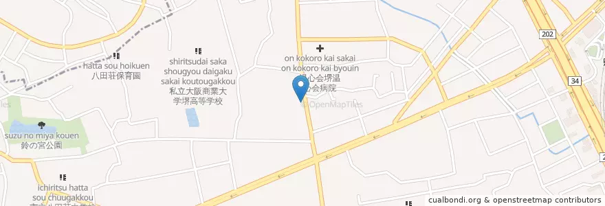 Mapa de ubicacion de うどん ダイキチ en Jepun, 大阪府, 堺市, 中区.