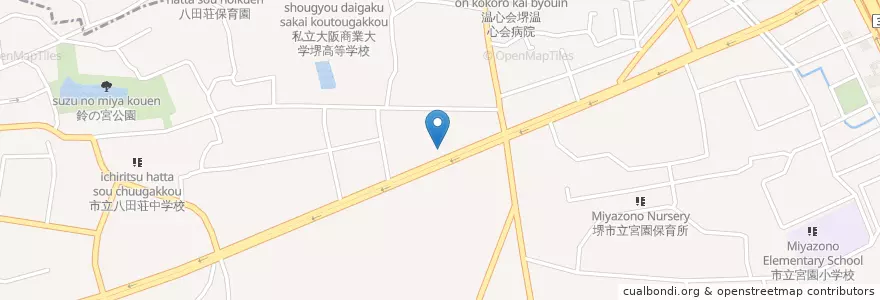 Mapa de ubicacion de サニーサイドカフェ en 日本, 大阪府, 堺市, 中区.