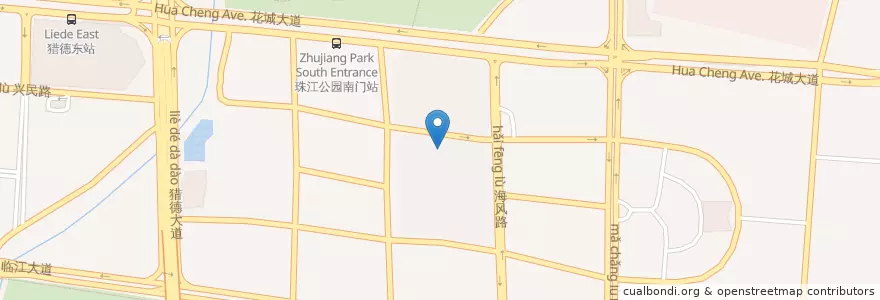Mapa de ubicacion de Costa en China, Guangdong, 广州市, 天河区, 猎德街道.