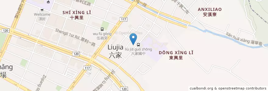 Mapa de ubicacion de 六家麺店 en 台湾, 台湾省, 新竹県, 竹北市.