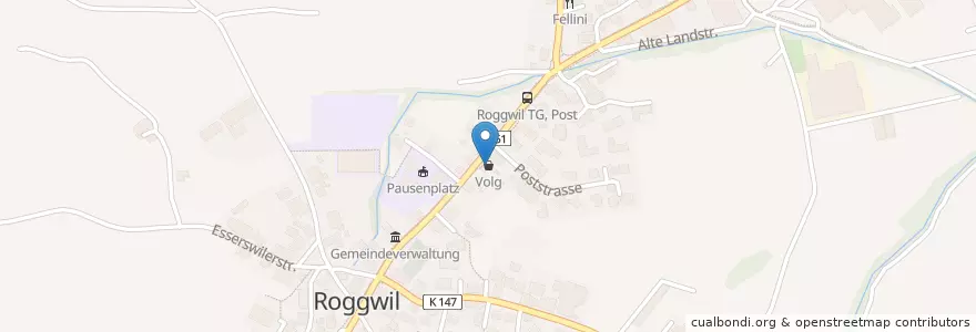 Mapa de ubicacion de Post Filiale en スイス, Thurgau, Bezirk Arbon, Roggwil (Tg).