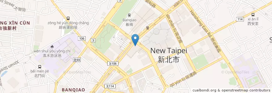 Mapa de ubicacion de 板信商業銀行 en 臺灣, 新北市, 板橋區.