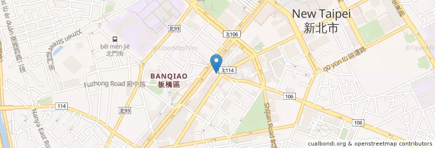 Mapa de ubicacion de 元大商業銀行 en تايوان, تايبيه الجديدة, 板橋區.