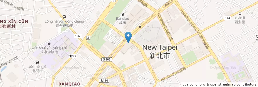 Mapa de ubicacion de 板信商業銀行 en Тайвань, Новый Тайбэй, 板橋區.